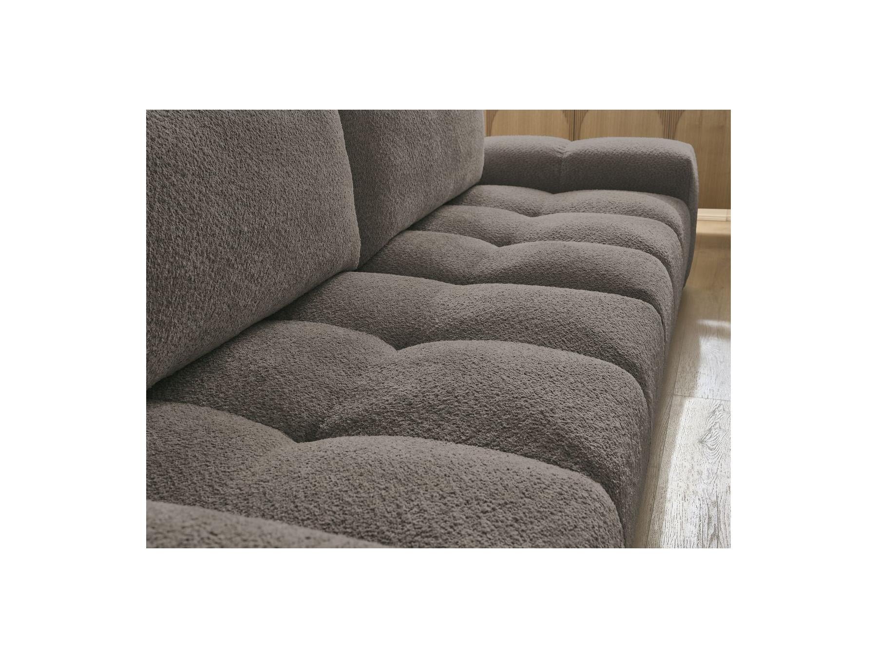 Anakin - Sofá recto convertible con arcón - Tejido bouclé - 2 cojines