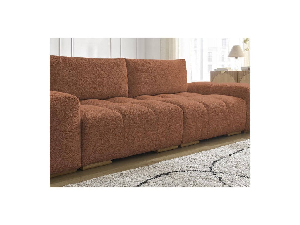 Anakin - Sofá recto convertible con arcón - Tejido bouclé - 2 cojines