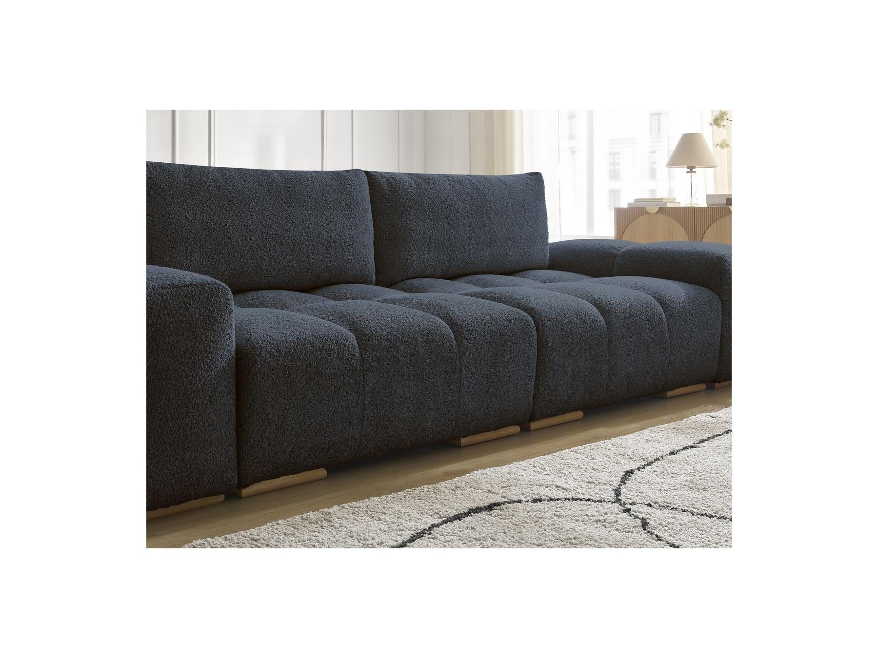 Anakin - Sofá recto convertible con arcón - Tejido bouclé - 2 cojines