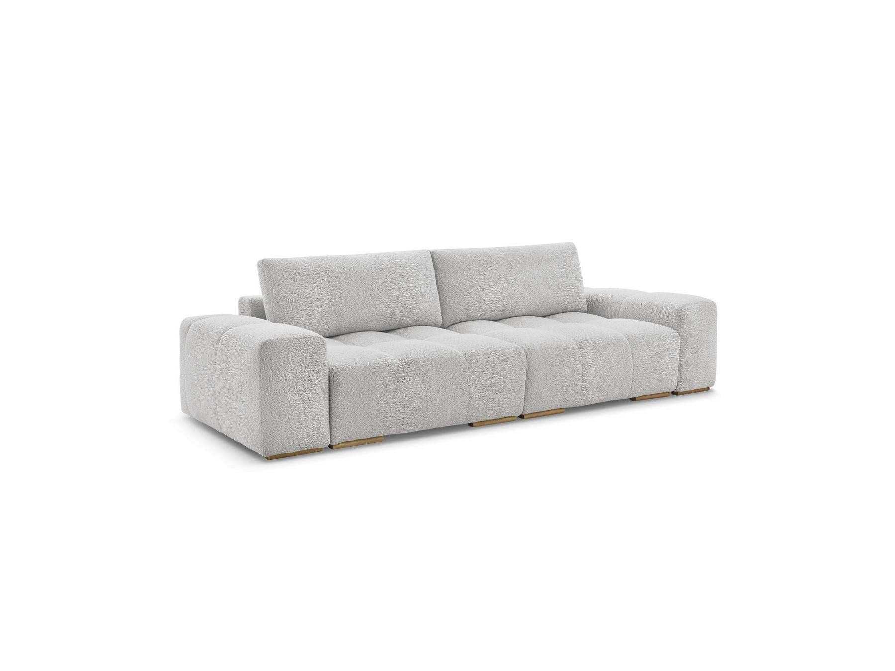 Anakin - Sofá recto convertible con arcón - Tejido bouclé - 2 cojines