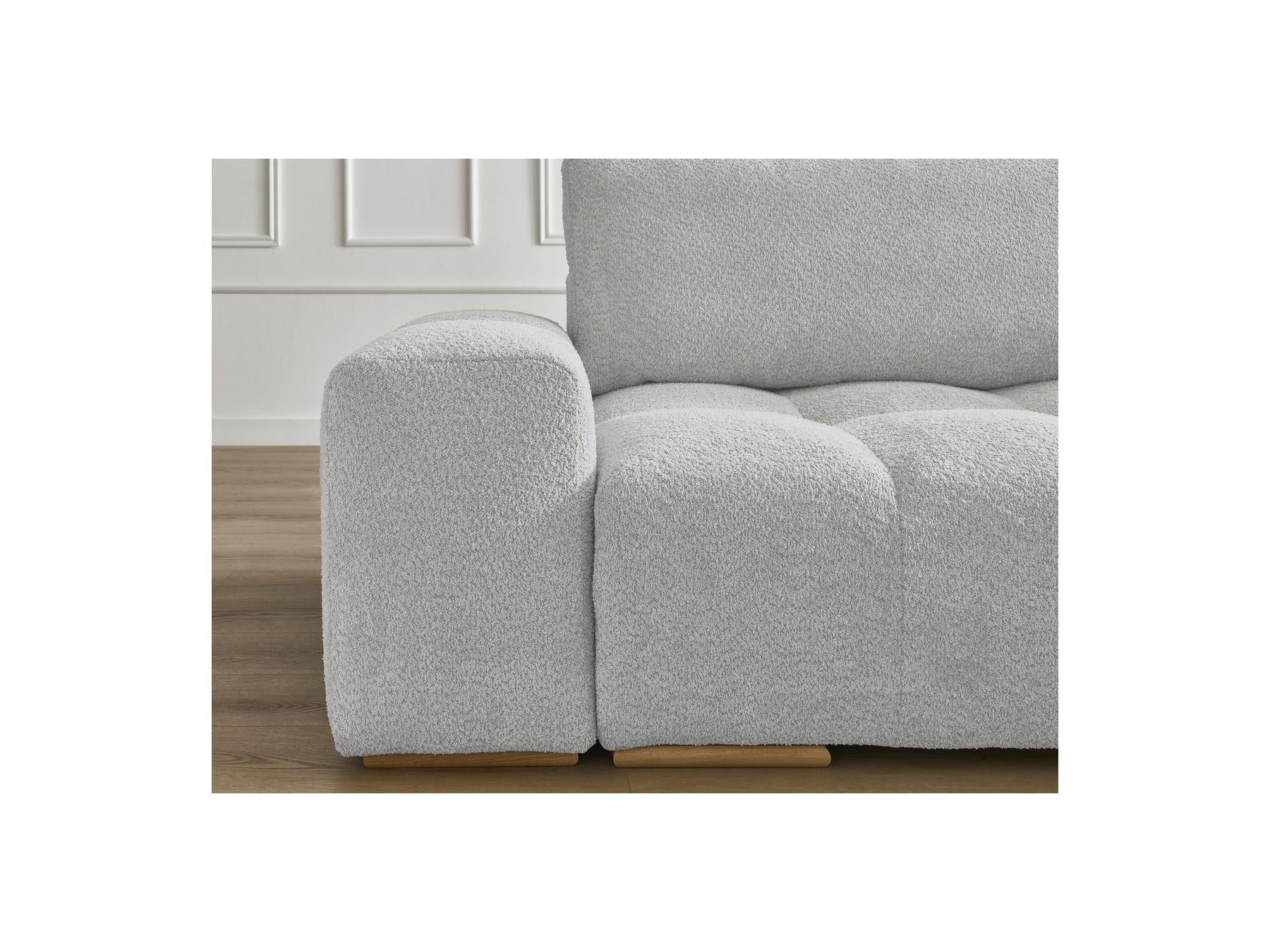 Anakin - Sofá recto convertible con arcón - Tejido bouclé - 2 cojines