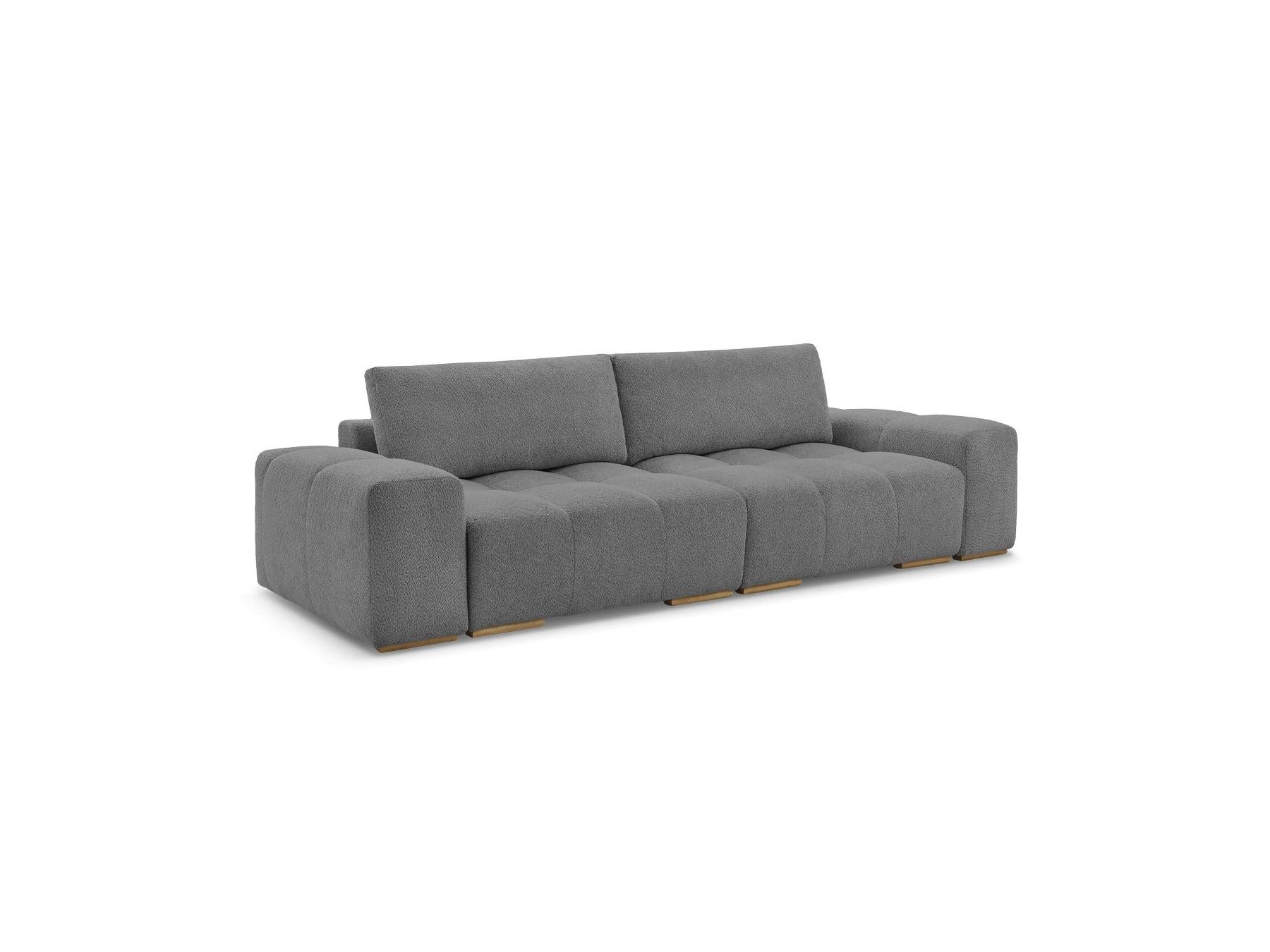 Anakin - Sofá recto convertible con arcón - Tejido bouclé - 2 cojines