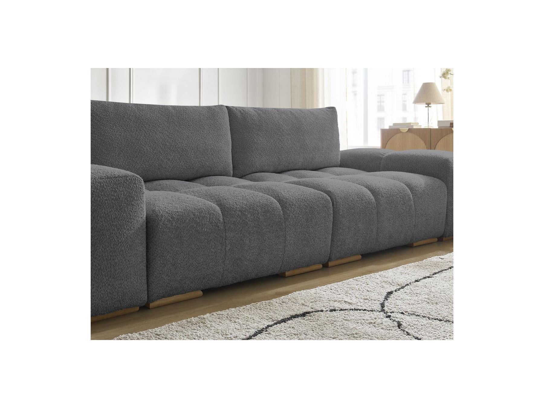 Anakin - Sofá recto convertible con arcón - Tejido bouclé - 2 cojines