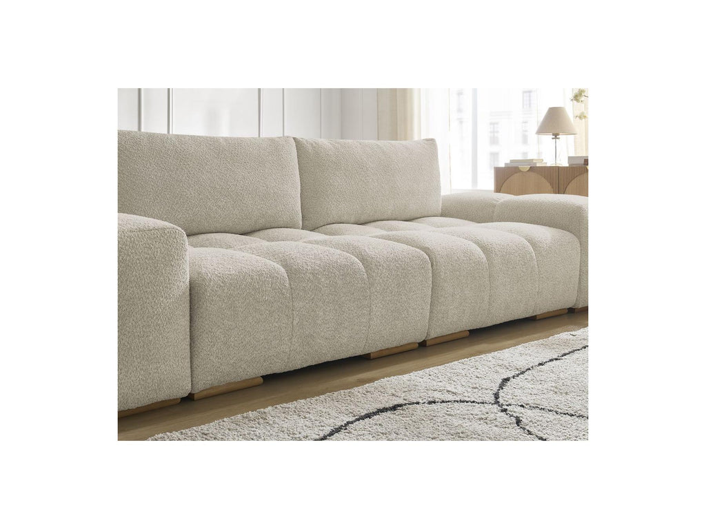 Anakin - Sofá recto convertible con arcón - Tejido bouclé - 2 cojines