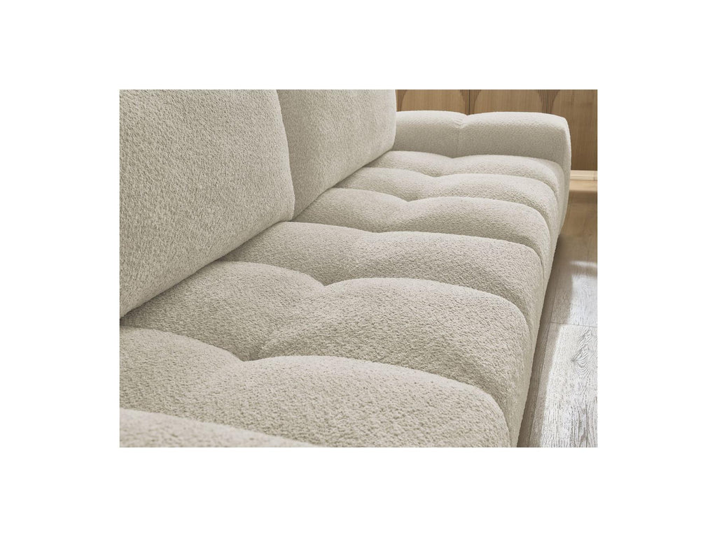 Anakin - Sofá recto convertible con arcón - Tejido bouclé - 2 cojines