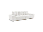 Anakin - Sofá recto cama con arcón - Tejido bouclé - 6 cojines