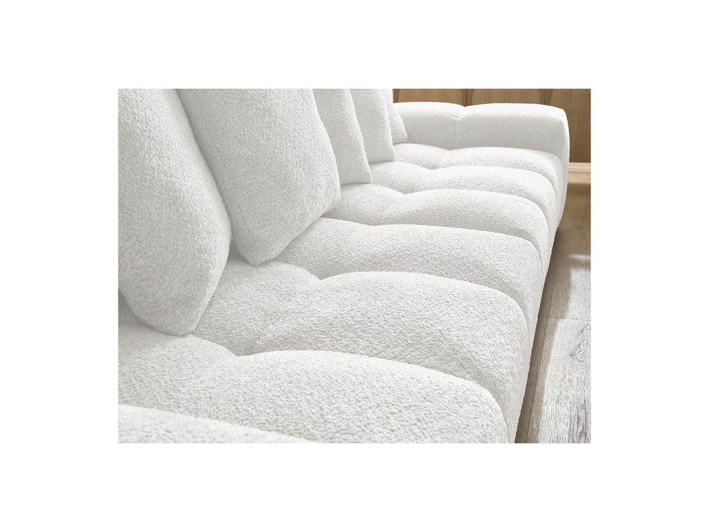 Anakin - Sofá recto cama con arcón - Tejido bouclé - 6 cojines