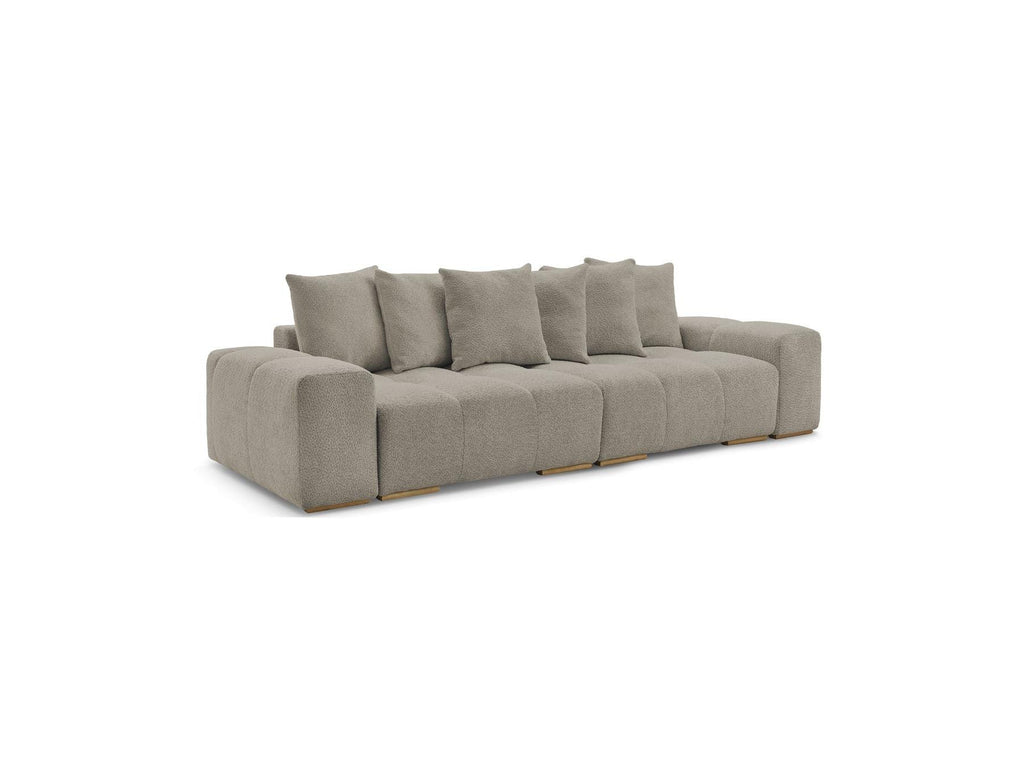 Anakin - Sofá recto cama con arcón - Tejido bouclé - 6 cojines