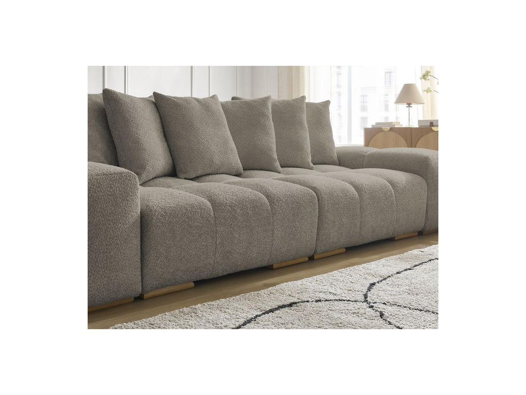 Anakin - Sofá recto cama con arcón - Tejido bouclé - 6 cojines