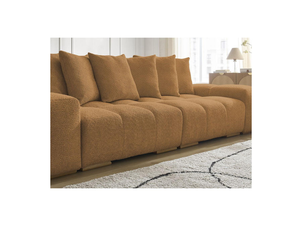 Anakin - Sofá recto cama con arcón - Tejido bouclé - 6 cojines