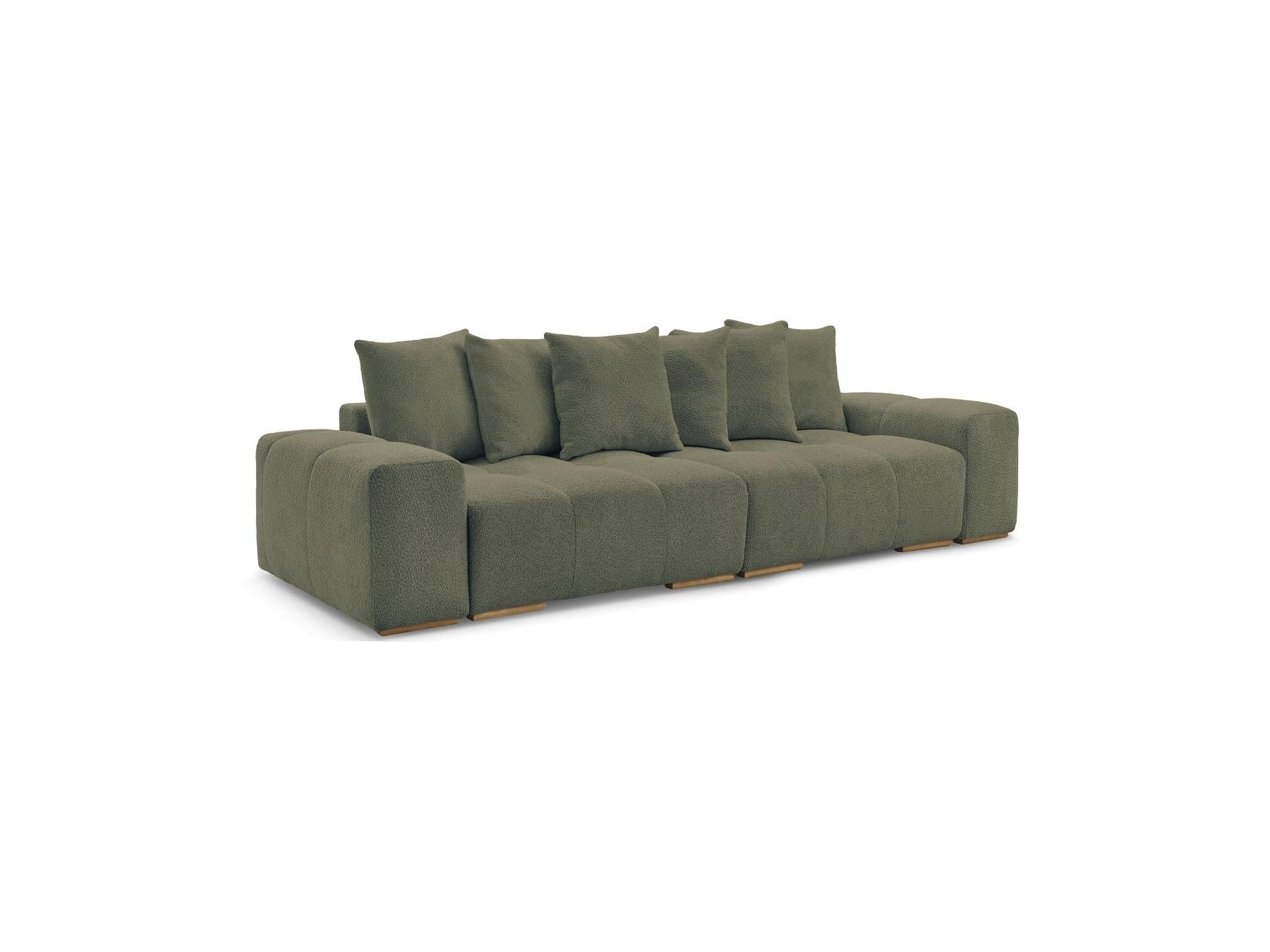 Anakin - Sofá recto cama con arcón - Tejido bouclé - 6 cojines