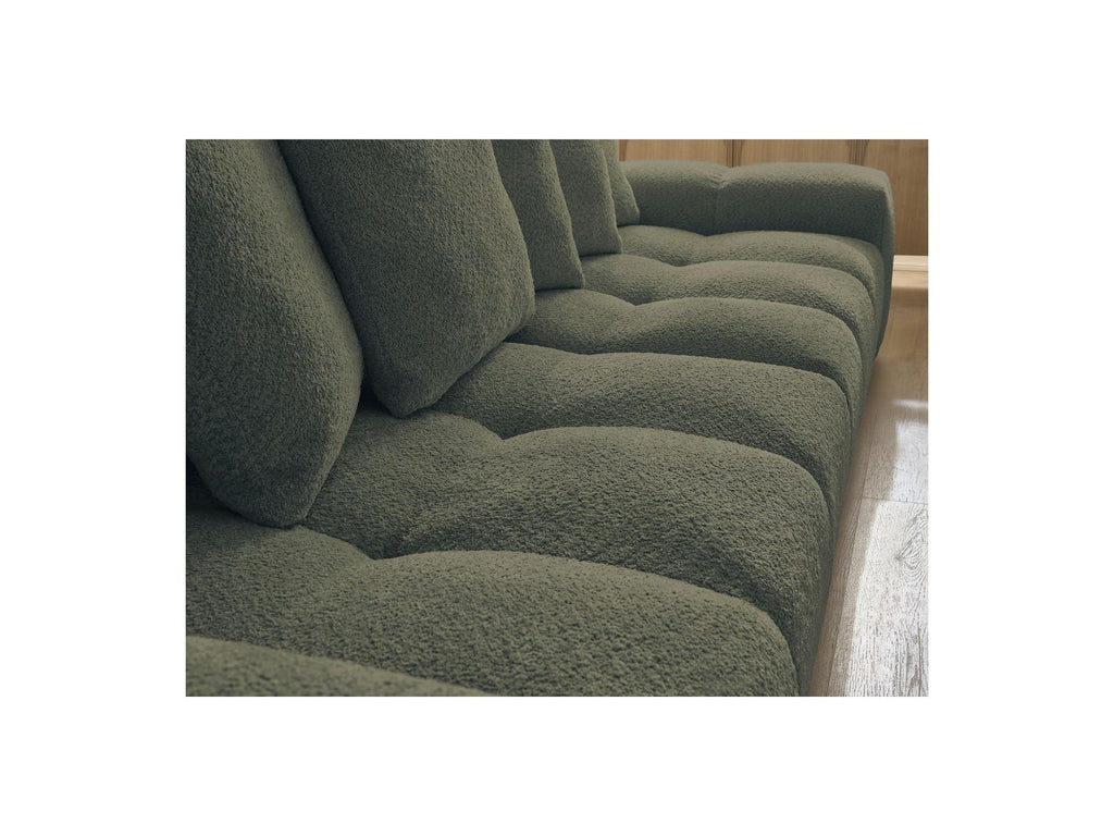 Anakin - Sofá recto cama con arcón - Tejido bouclé - 6 cojines