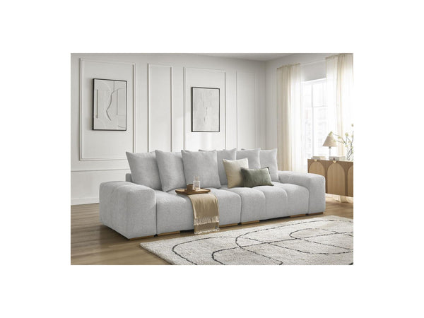 Anakin - Straight Sofa Bed with Storage - Bouclé Fabric - 6 Cushions