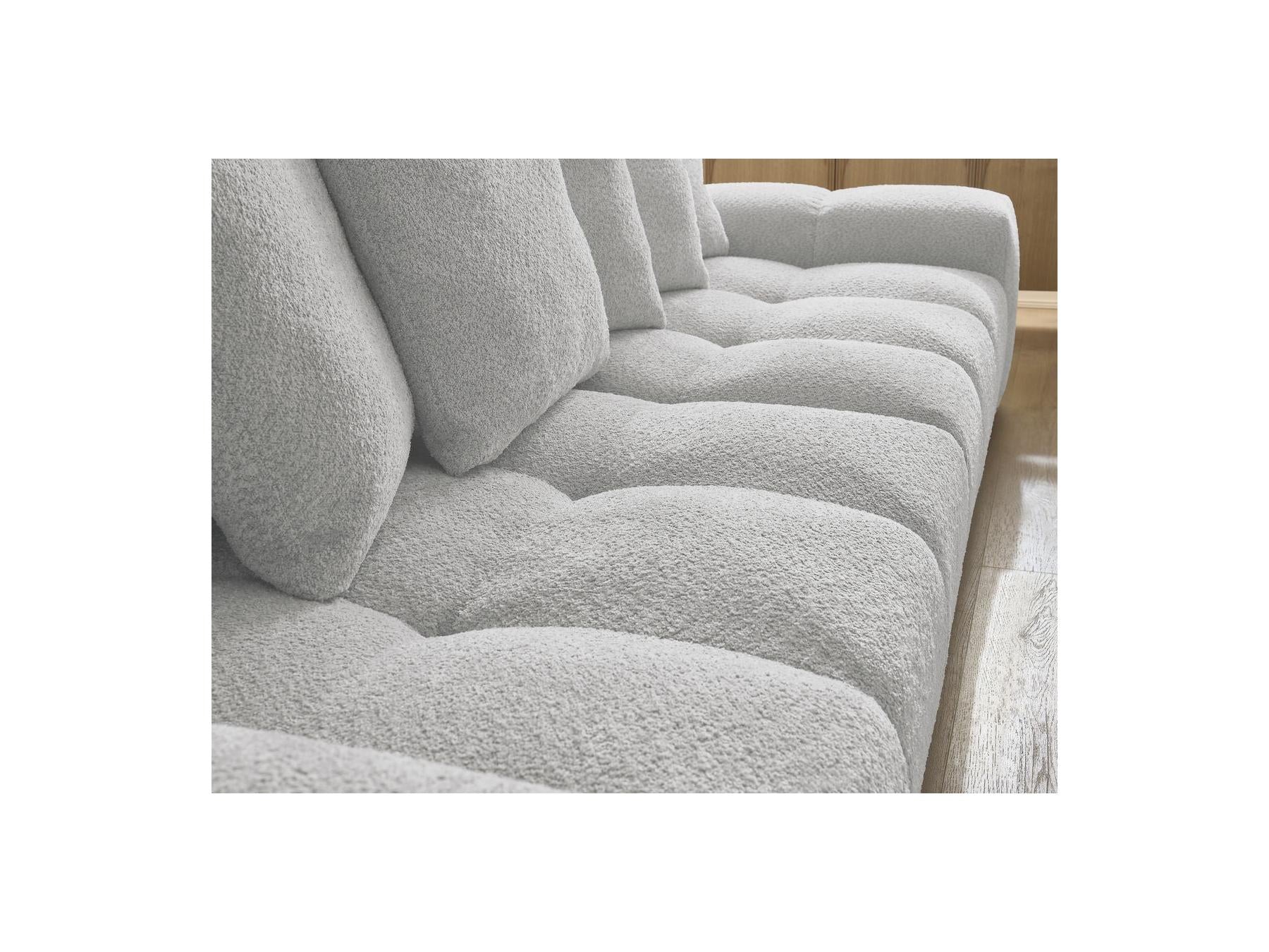 Anakin - Sofá recto cama con arcón - Tejido bouclé - 6 cojines