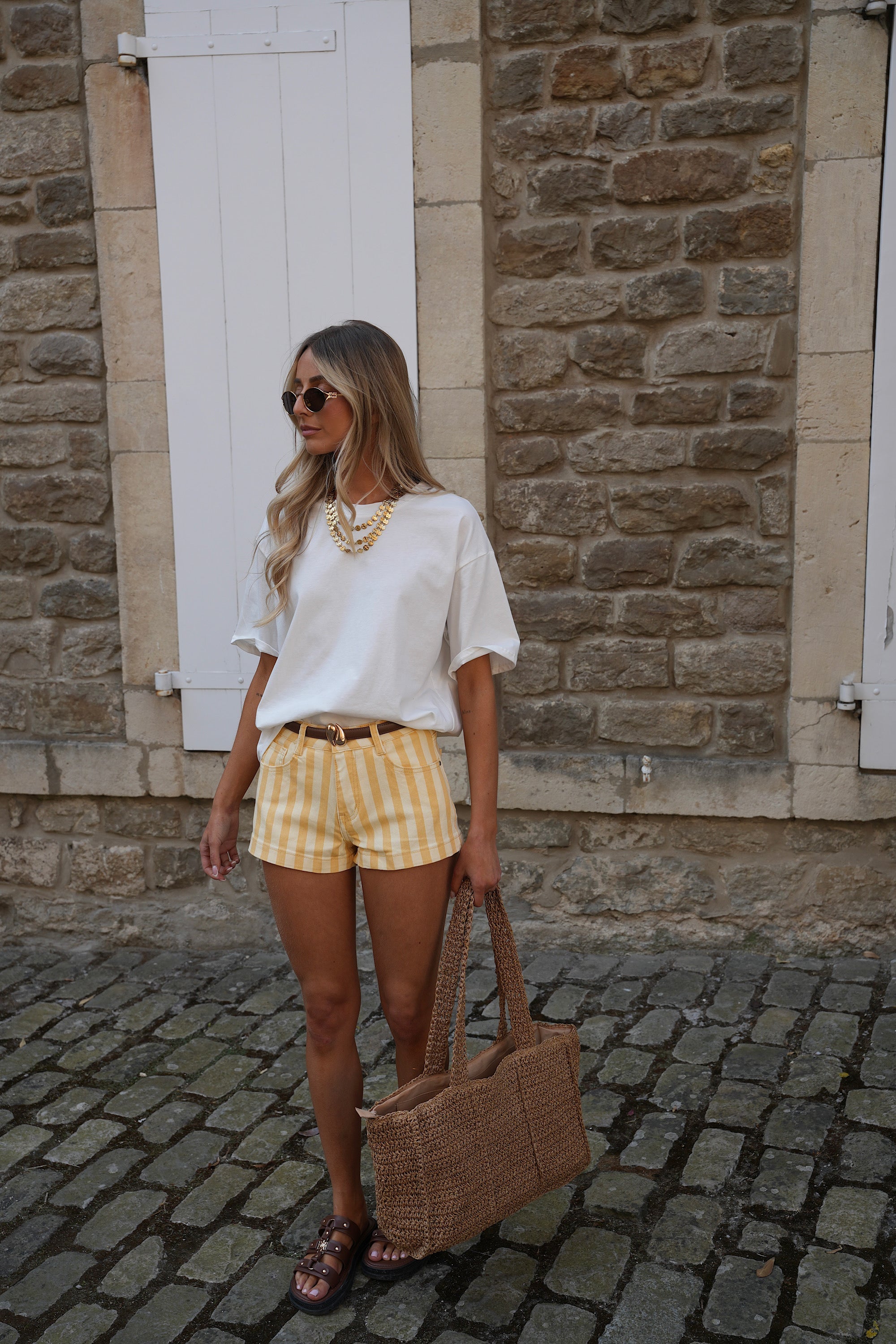 Short Rayé Nalla - Jaune