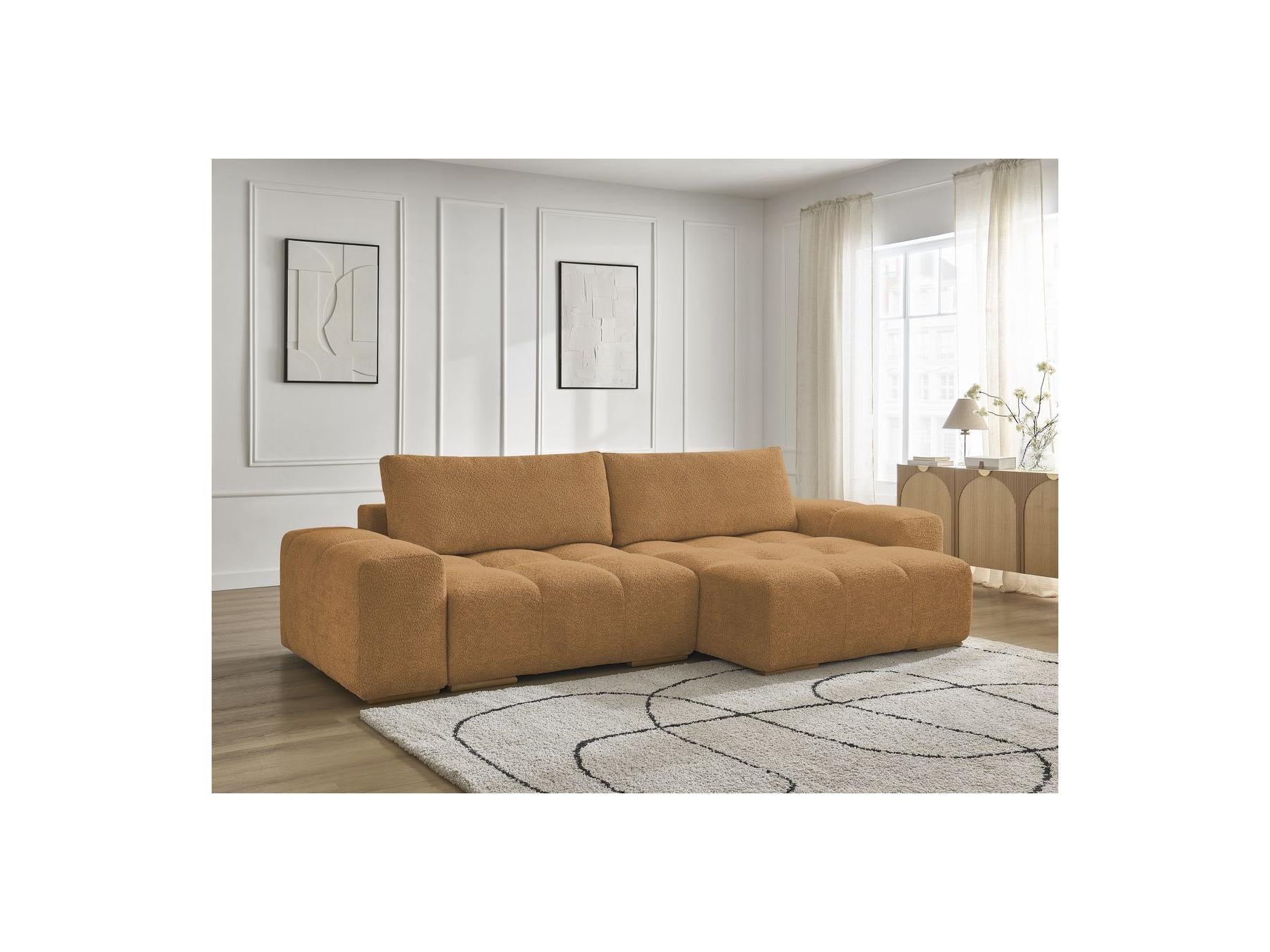 Anakin - Reversible Convertible Corner Sofa with Storage - Bouclé Fabric - 2 Cushions