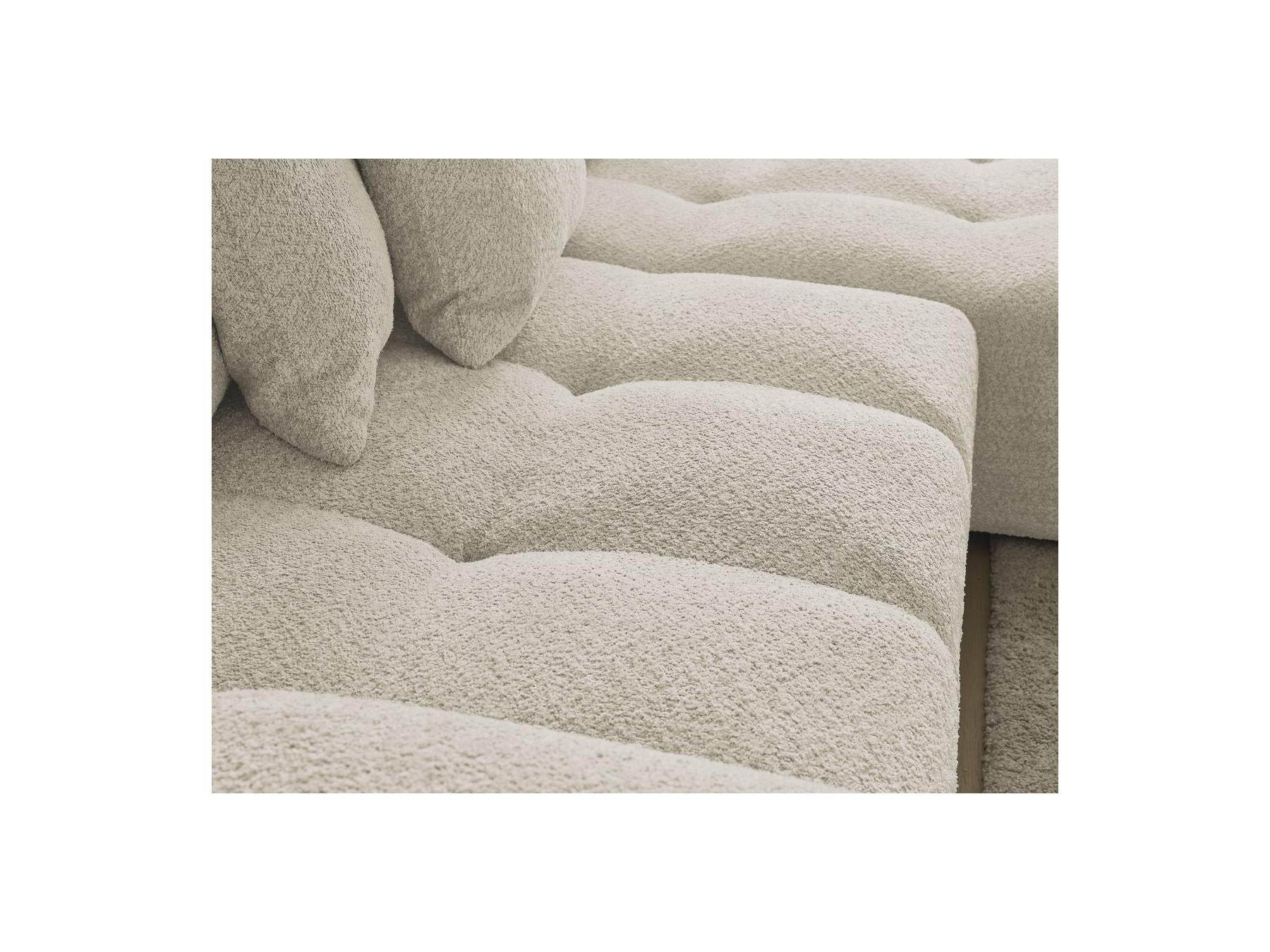 Anakin - Sofá esquinero convertible reversible con arcón - Tejido bouclé - 6 cojines