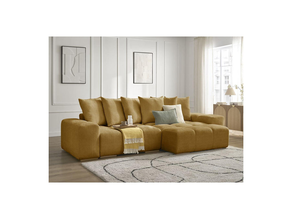 Anakin - Sofá esquinero reversible convertible con arcón - Tejido texturizado - 6 cojines
