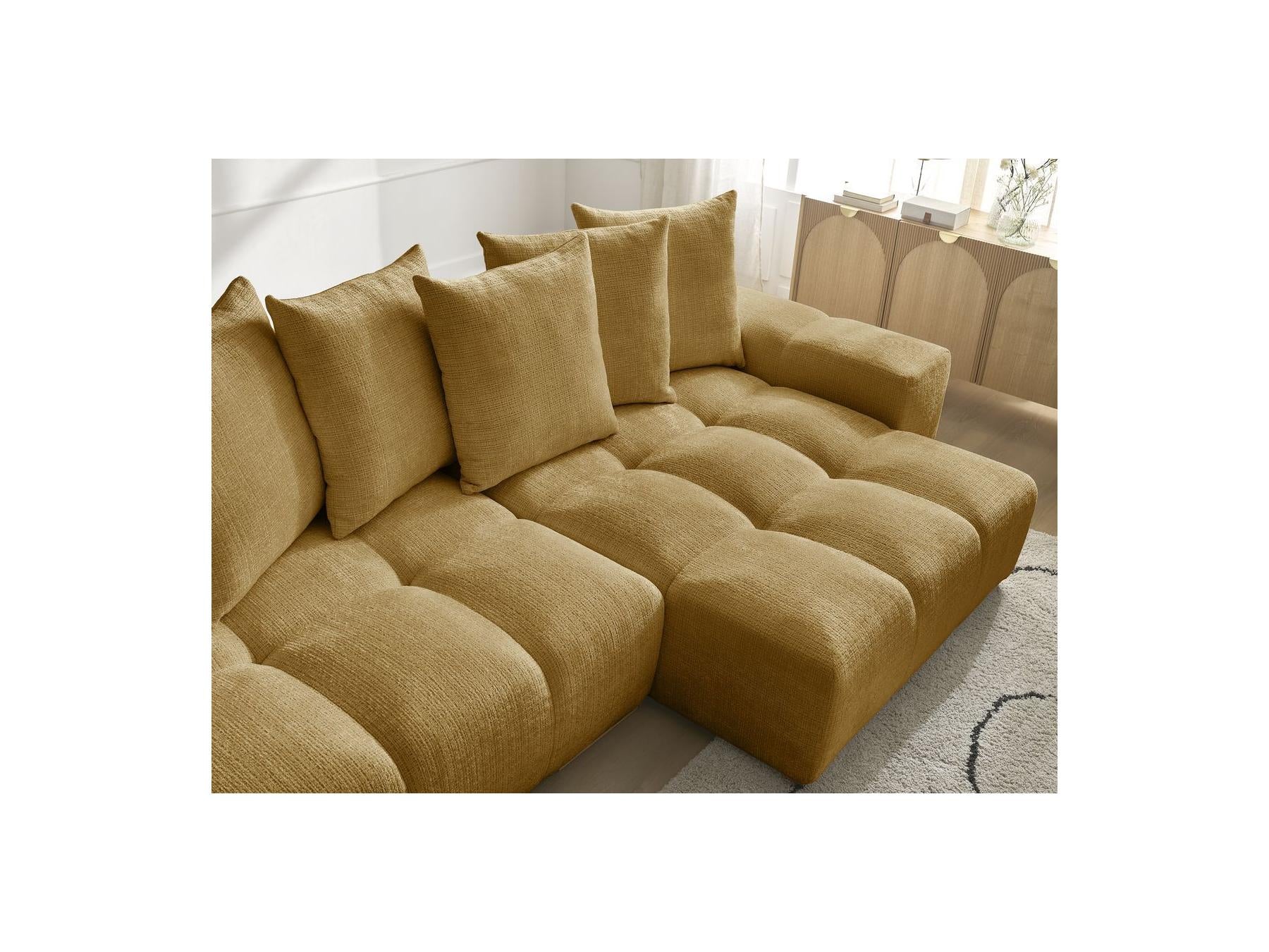 Anakin - Sofá esquinero reversible convertible con arcón - Tejido texturizado - 6 cojines