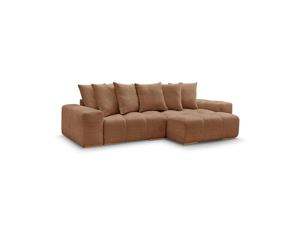 Anakin - Sofá esquinero reversible convertible con arcón - Tejido texturizado - 6 cojines