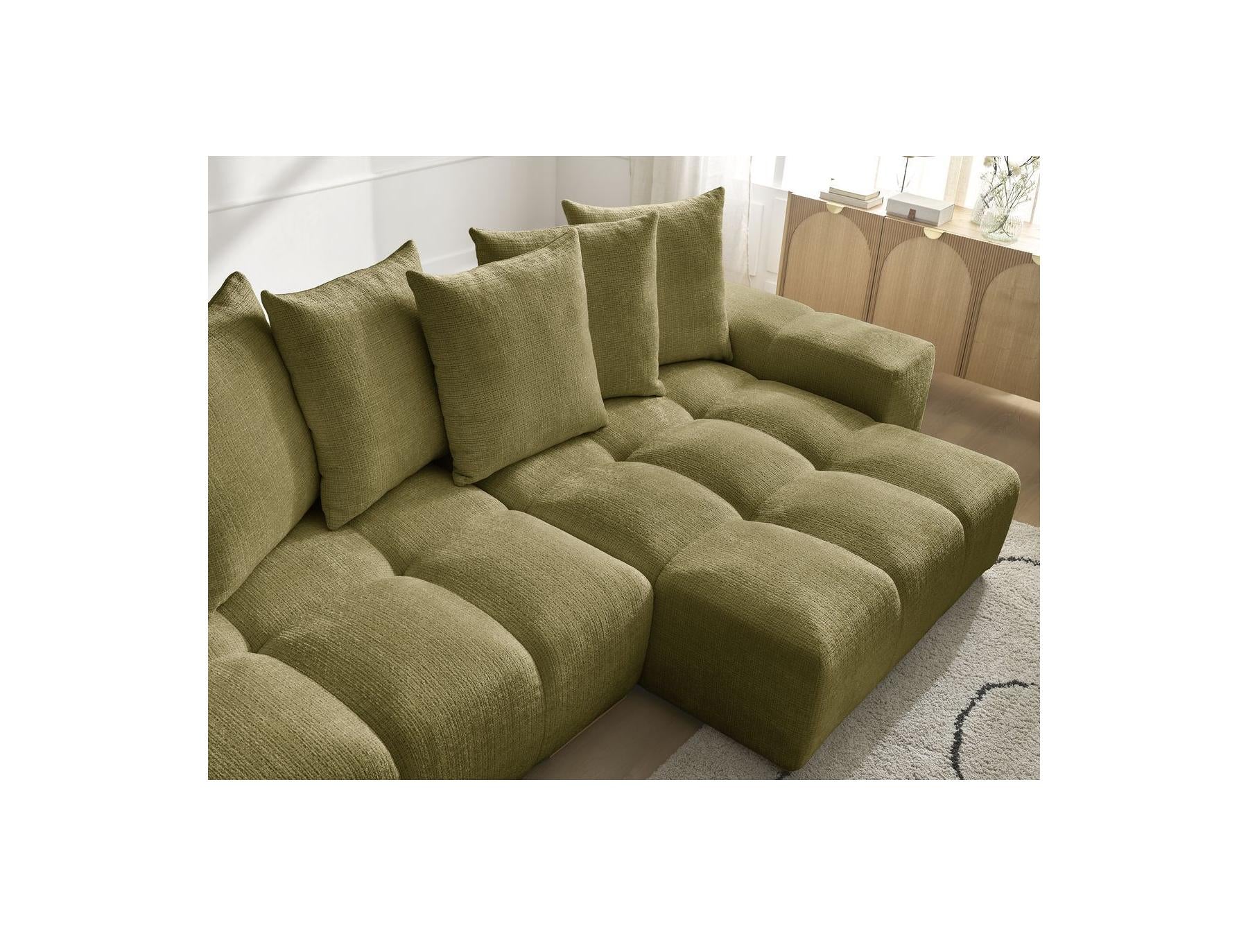 Anakin - Sofá esquinero reversible convertible con arcón - Tejido texturizado - 6 cojines