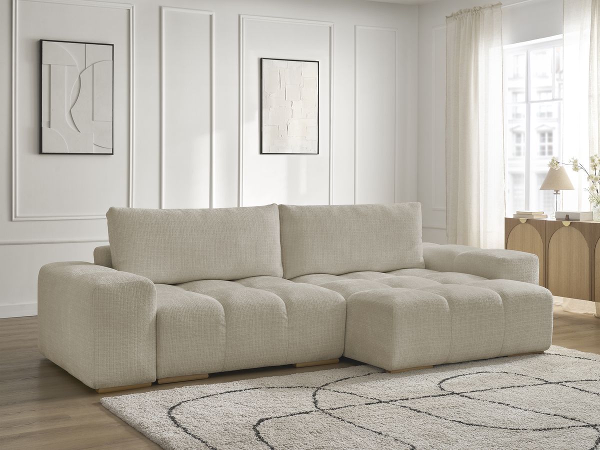 Anakin - Reversible Corner Sofa - Textured Fabric - 2 Cushions