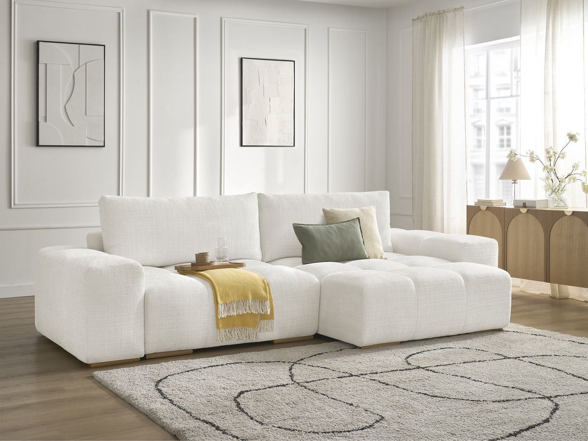 Anakin - Reversible Corner Sofa - Textured Fabric - 2 Cushions