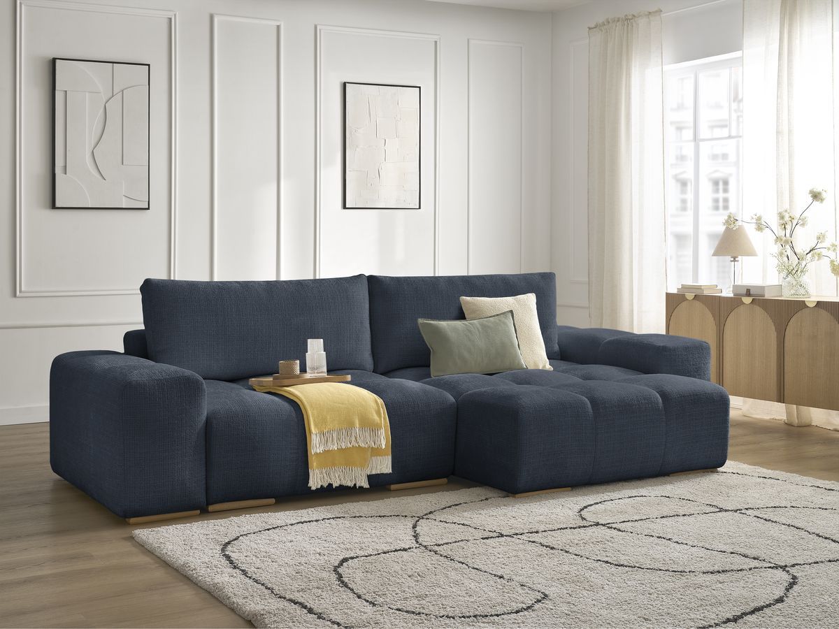 Anakin - Reversible Corner Sofa - Textured Fabric - 2 Cushions