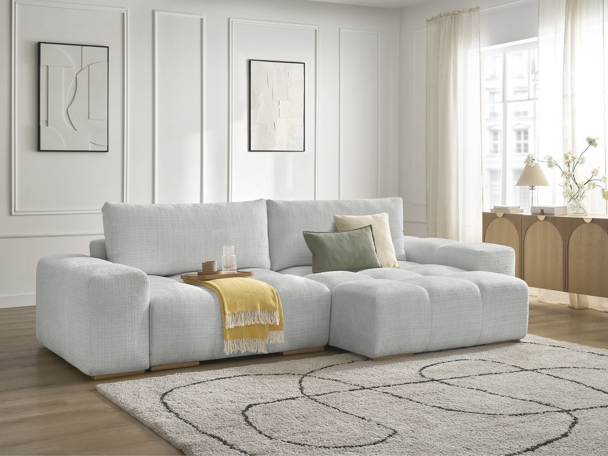 Anakin - Reversible Corner Sofa - Textured Fabric - 2 Cushions