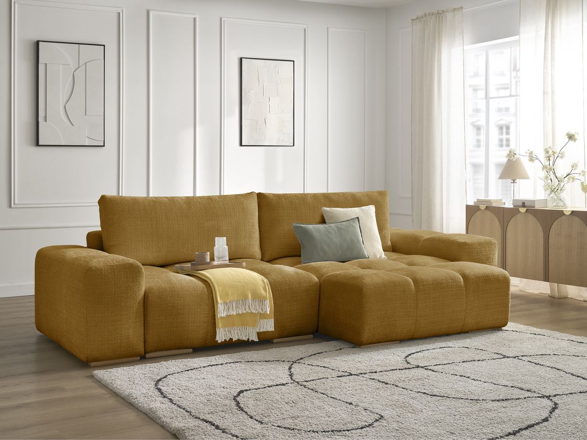 Anakin - Reversible Corner Sofa - Textured Fabric - 2 Cushions