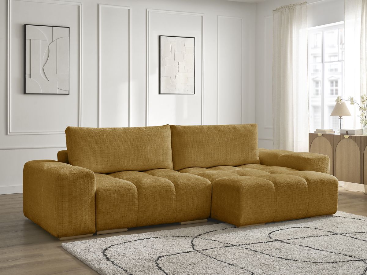 Anakin - Reversible Corner Sofa - Textured Fabric - 2 Cushions