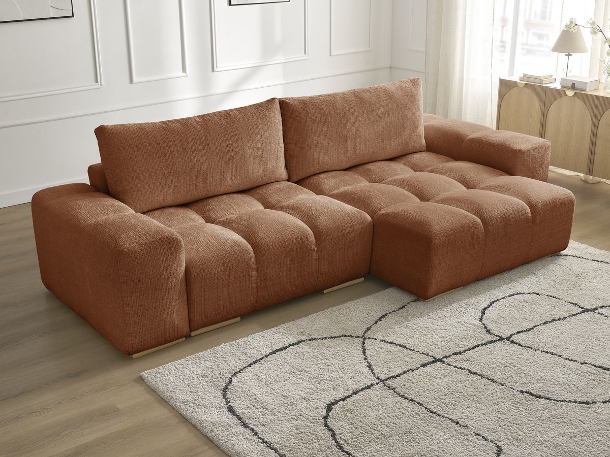 Anakin - Reversible Corner Sofa - Textured Fabric - 2 Cushions