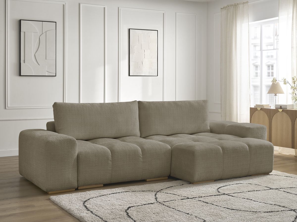 Anakin - Reversible Corner Sofa - Textured Fabric - 2 Cushions