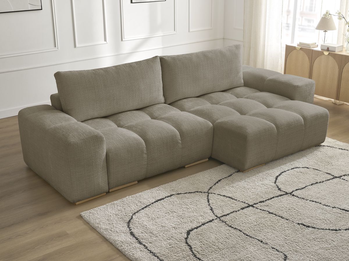 Anakin - Reversible Corner Sofa - Textured Fabric - 2 Cushions