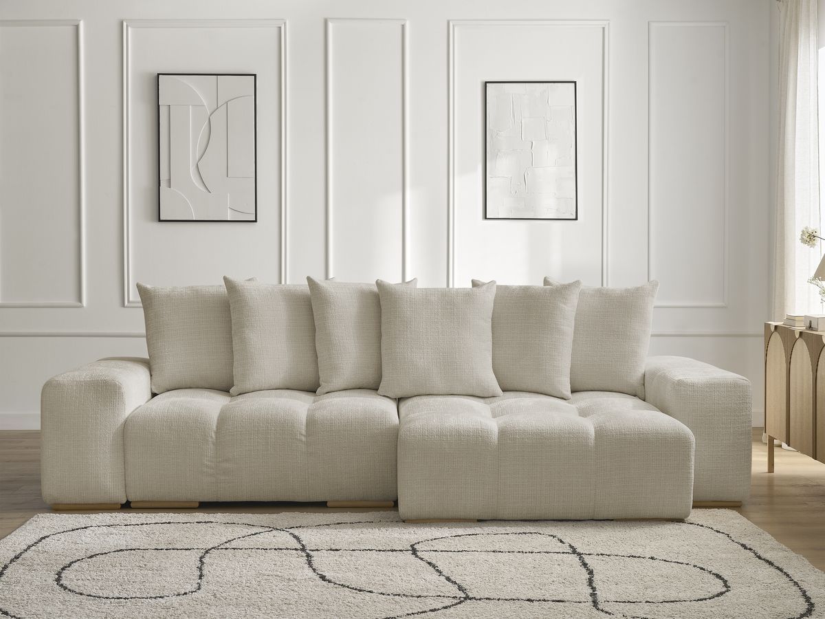 Anakin - Reversible Corner Sofa - Textured Fabric - 6 Cushions