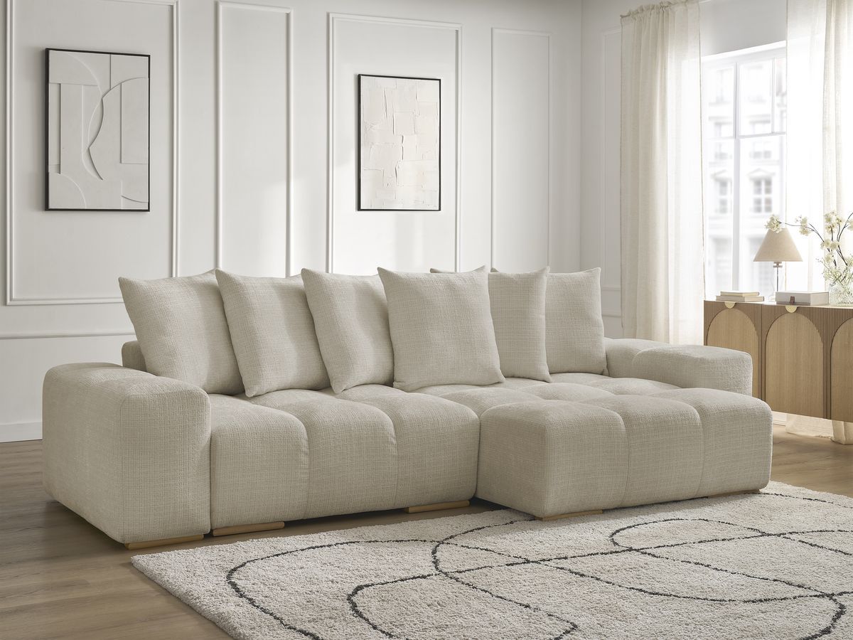 Anakin - Reversible Corner Sofa - Textured Fabric - 6 Cushions