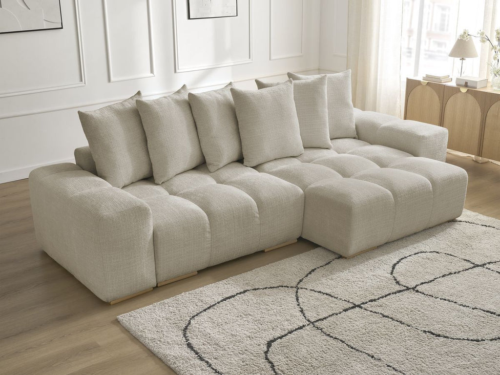 Anakin - Reversible Corner Sofa - Textured Fabric - 6 Cushions