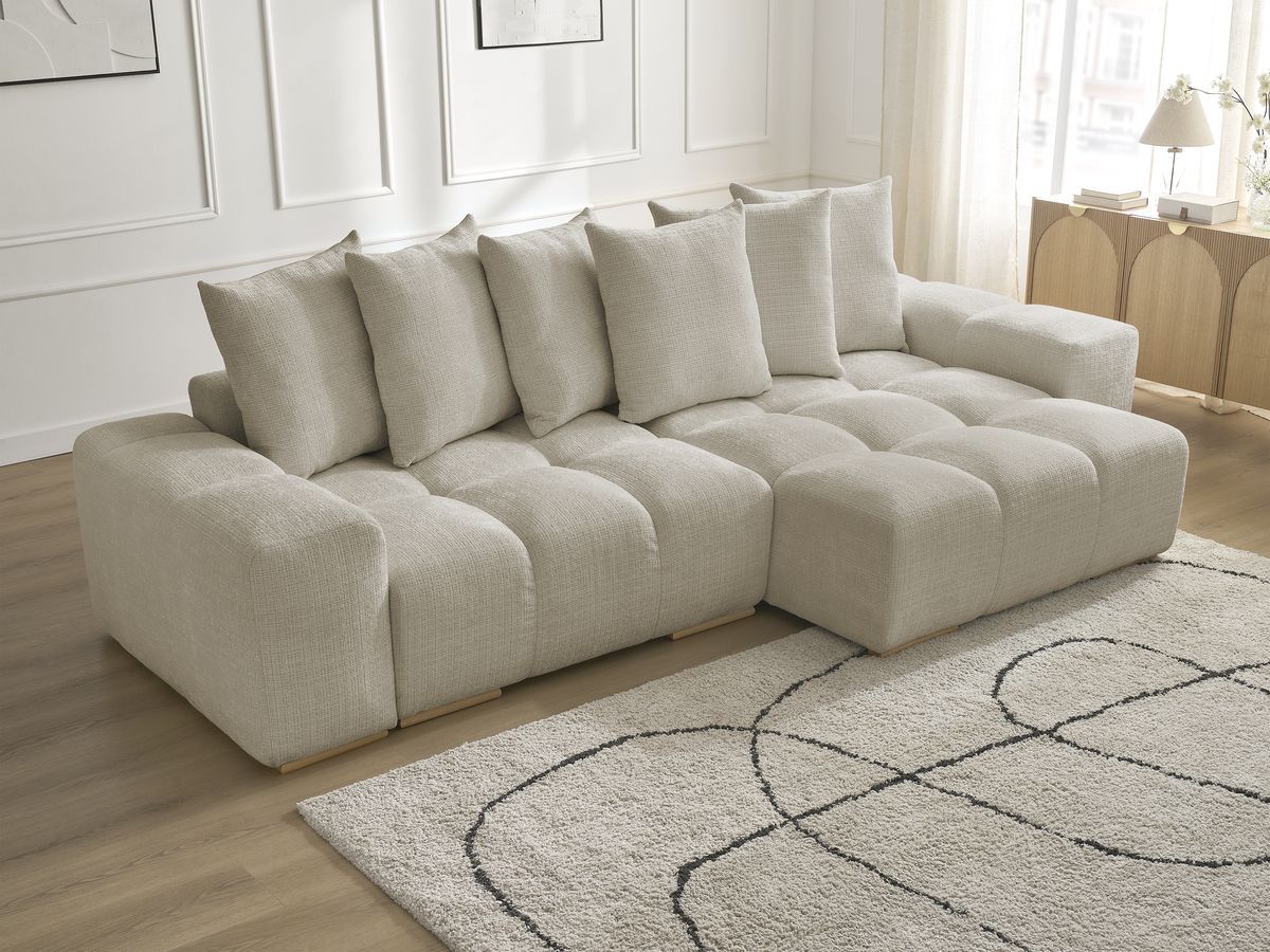 Anakin - Reversible Corner Sofa - Textured Fabric - 6 Cushions