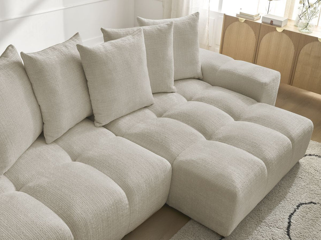 Anakin - Reversible Corner Sofa - Textured Fabric - 6 Cushions
