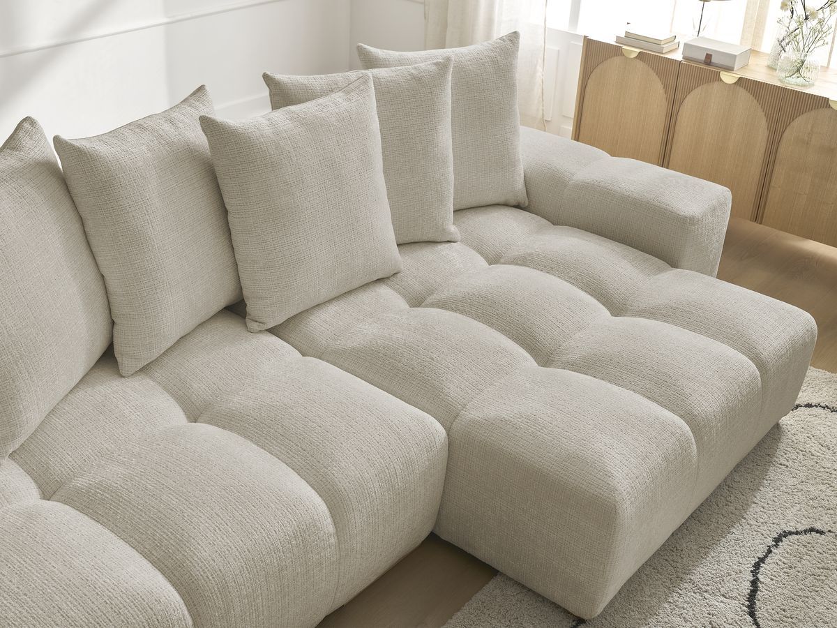 Anakin - Reversible Corner Sofa - Textured Fabric - 6 Cushions