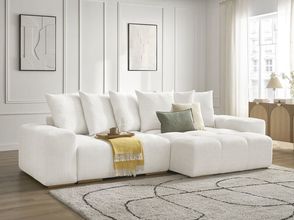 Anakin - Reversible Corner Sofa - Textured Fabric - 6 Cushions