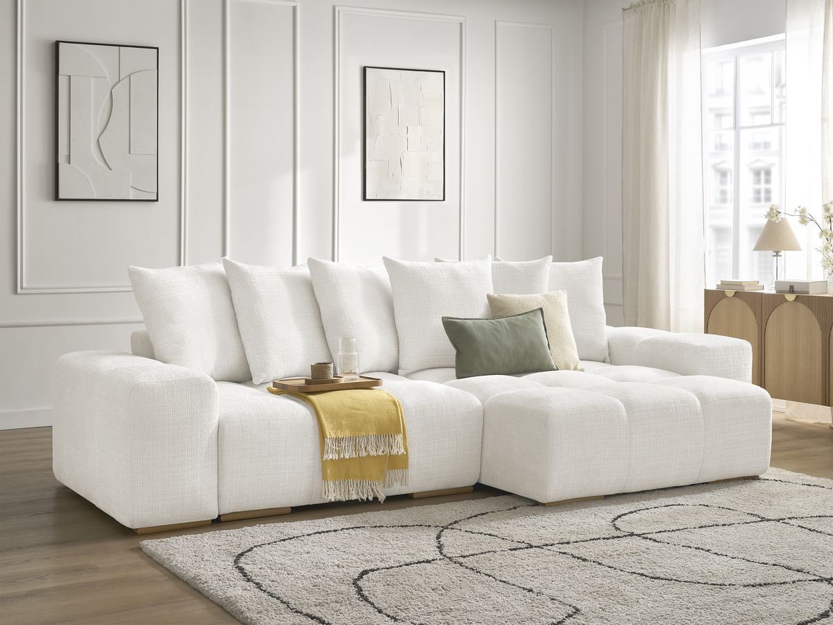 Anakin - Reversible Corner Sofa - Textured Fabric - 6 Cushions