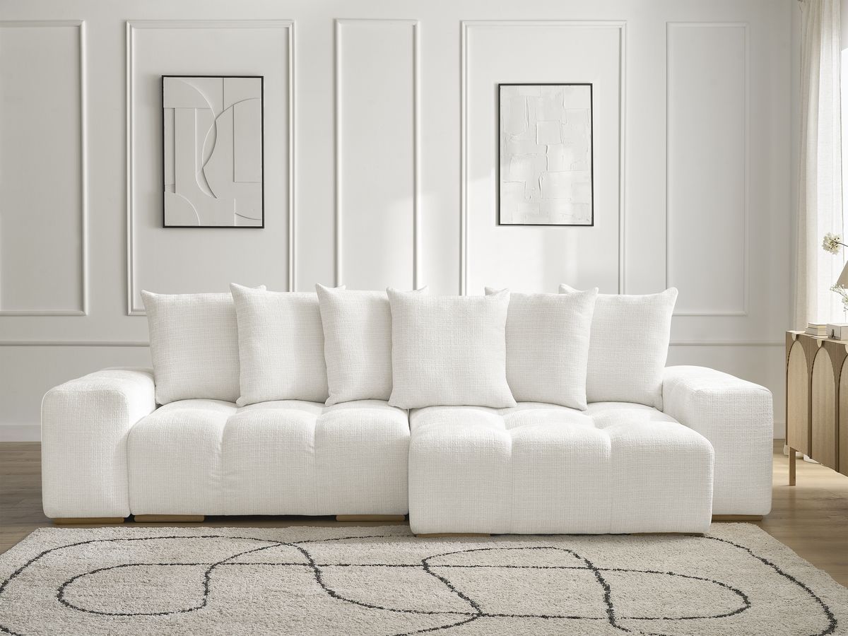 Anakin - Reversible Corner Sofa - Textured Fabric - 6 Cushions
