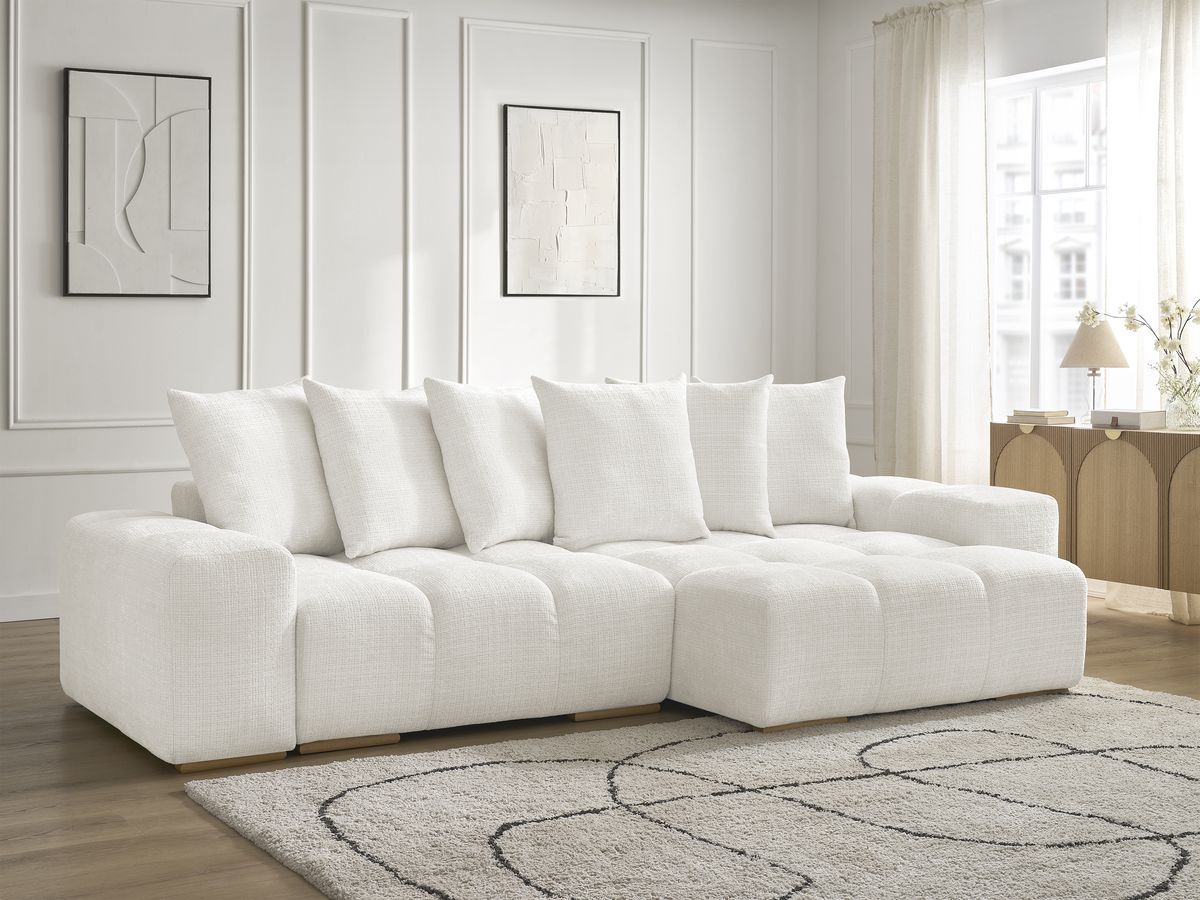 Anakin - Reversible Corner Sofa - Textured Fabric - 6 Cushions