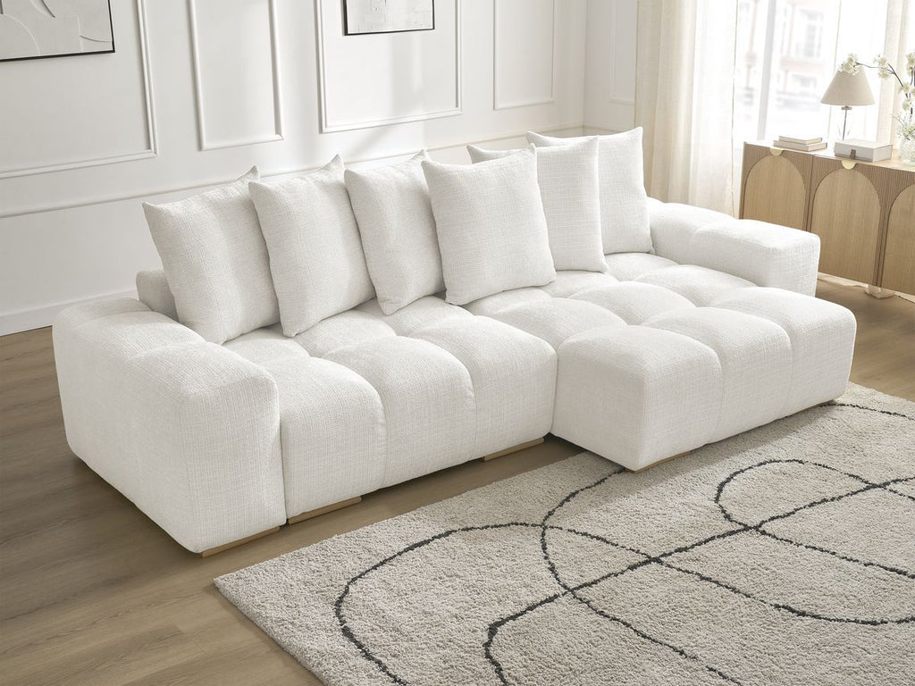 Anakin - Reversible Corner Sofa - Textured Fabric - 6 Cushions