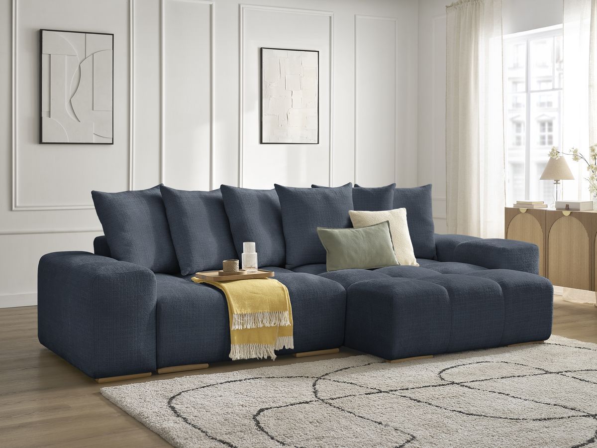 Anakin - Reversible Corner Sofa - Textured Fabric - 6 Cushions