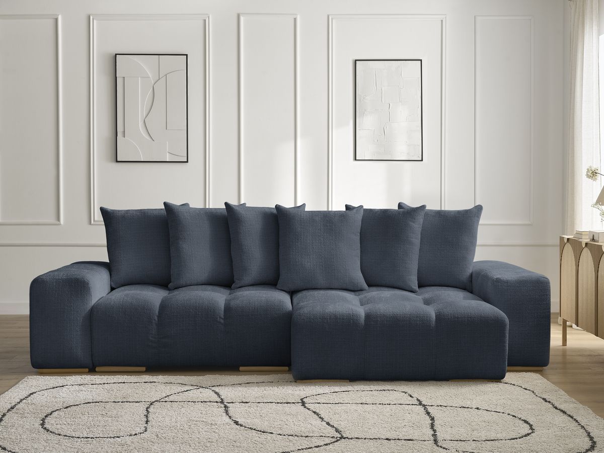 Anakin - Reversible Corner Sofa - Textured Fabric - 6 Cushions