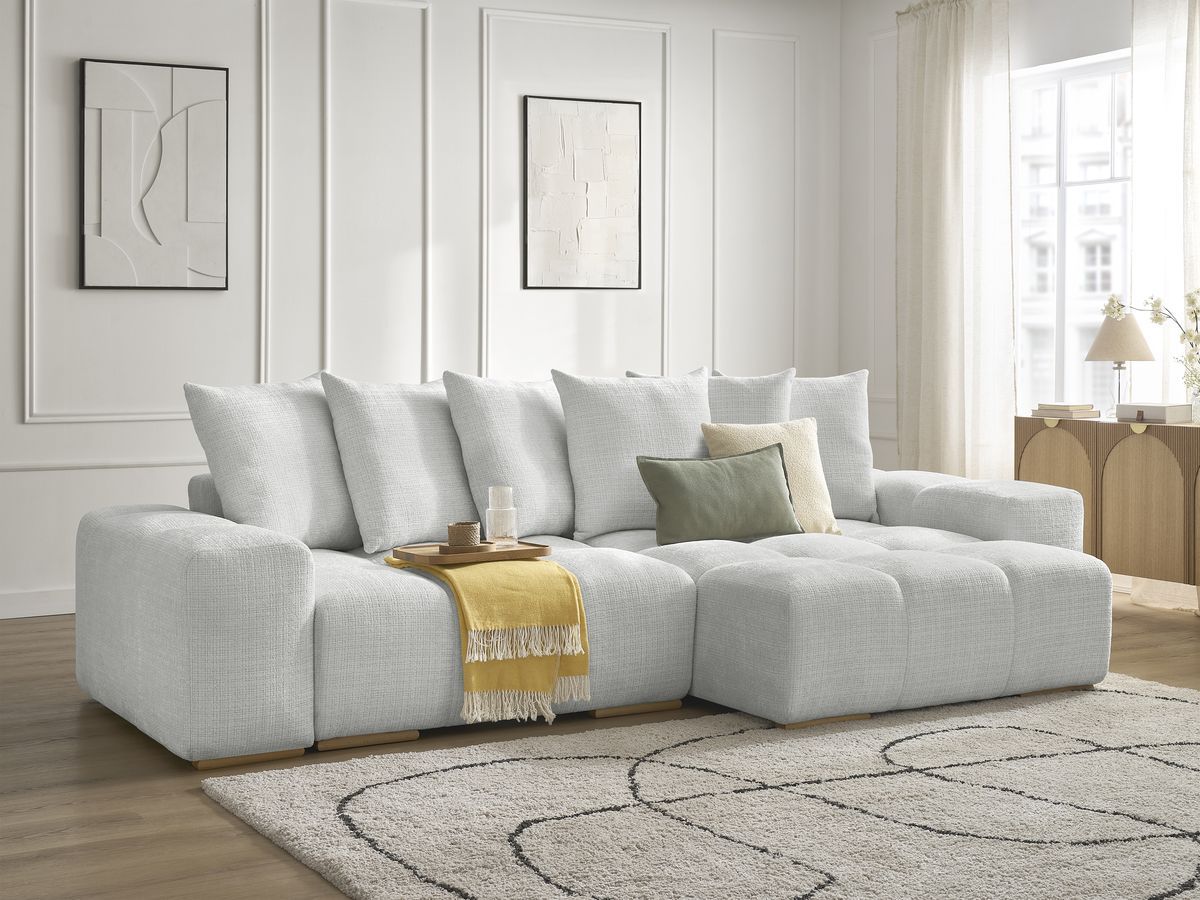 Anakin - Reversible Corner Sofa - Textured Fabric - 6 Cushions