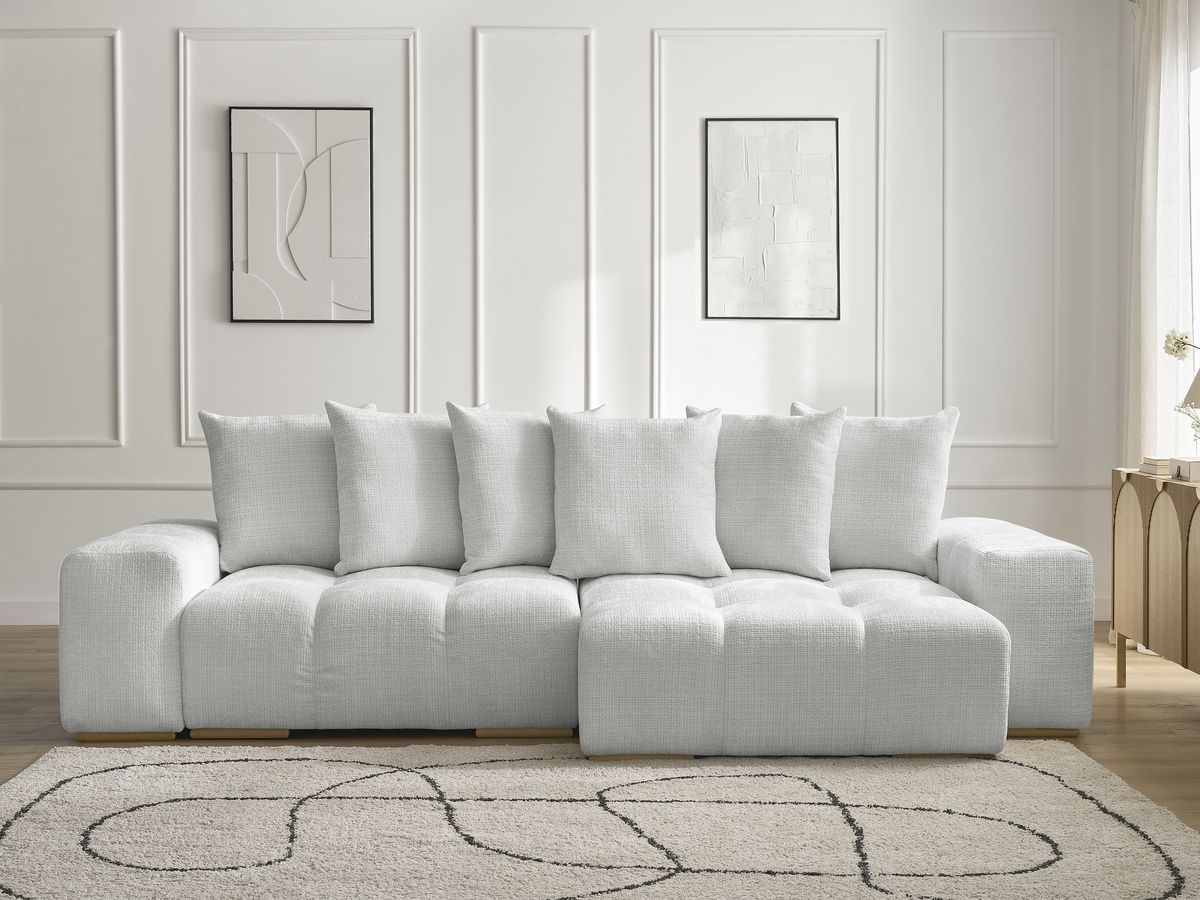 Anakin - Reversible Corner Sofa - Textured Fabric - 6 Cushions