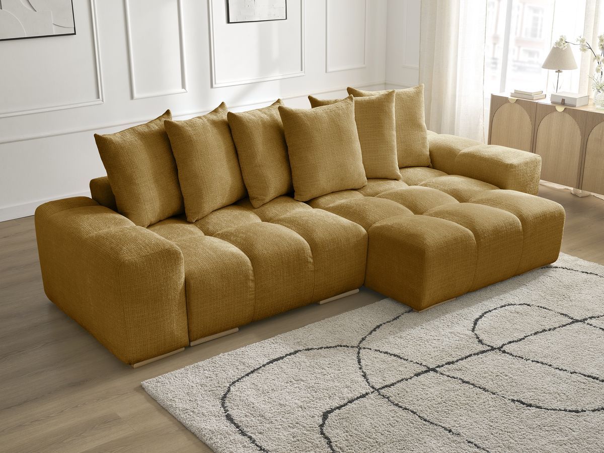 Anakin - Reversible Corner Sofa - Textured Fabric - 6 Cushions